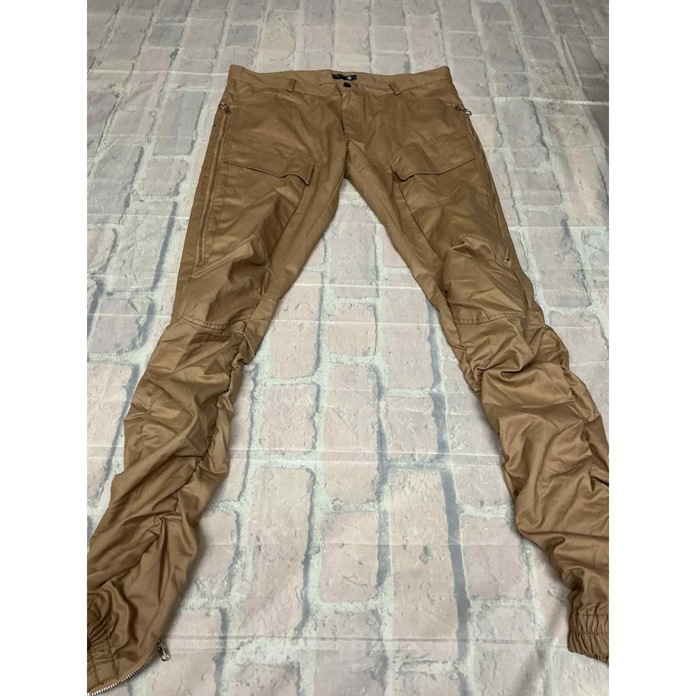 American Stitch Cargo Pants Mens XXL Tan Zip‎ Detail Ruched Ankle Joggers